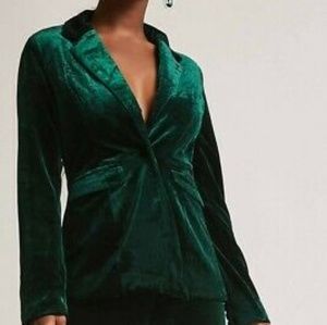 Forever 21 Do + Be Green Velvet Blazer & Pants